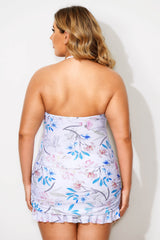 Floral Printed Fringe Bandeau Women Swimdress