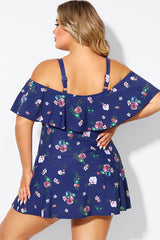 Floral Off Shoulder Tummy Control Lady Swimdress