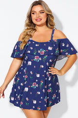 Floral Off Shoulder Tummy Control Lady Swimdress
