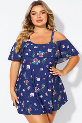 Floral Off Shoulder Tummy Control Lady Swimdress