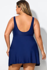 Navy And White Stripe Wrap Front Swimdress