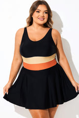 Black Colorblock All-In-One Swimdress
