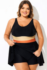 Black Colorblock All-In-One Swimdress