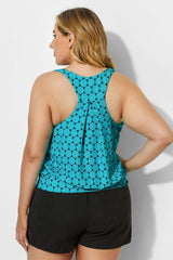 Green Scoopneck Polka Dots Women Tankini Top