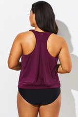Wine Racerback Classic Blouson Tankini Top