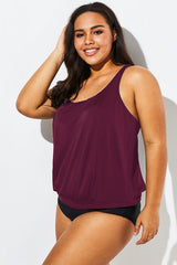 Wine Racerback Classic Blouson Tankini Top