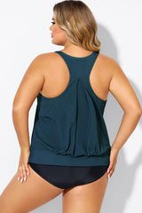 Green Racerback Tummy Control Blouson Tankini Top