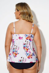 Floral Tie Front Sweetheart Neckline Fashion Tankini Top