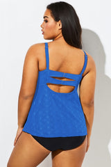 Blue Twist-front Sweetheart Neckline Tankini Top