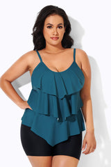 Blue Adjustable Straps Tankini Top for Women