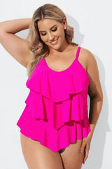 Pink Vintage Round Neck Women Tankini Top