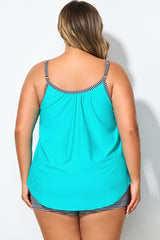 Fashionable Striped bowknot Spaghetti Strap Tankini Top