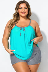 Fashionable Striped bowknot Spaghetti Strap Tankini Top