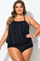 Soild Black Sexy Loose Bandeau Tankini Top