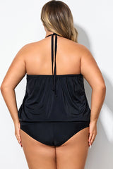 Soild Black Sexy Loose Bandeau Tankini Top