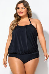 Soild Black Sexy Loose Bandeau Tankini Top