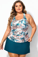 Leaf Print Scoop Neck Signature Racerback Tankini Top