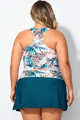 Leaf Print Scoop Neck Signature Racerback Tankini Top