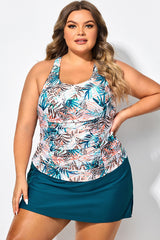 Leaf Print Scoop Neck Signature Racerback Tankini Top