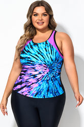 Firework Print High Neck Racerback Tankini Top