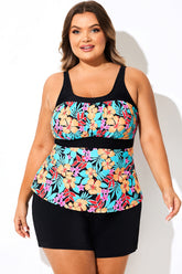 Plus Size Floral Printed Tankini Top