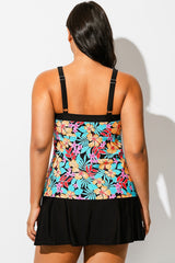Plus Size Floral Printed Tankini Top
