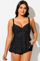 V-Neck Starry Night Print Underwire Tankini Top