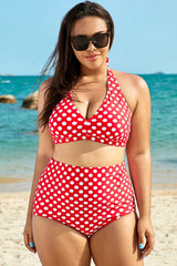 Energetic dots halter high waist bikini set