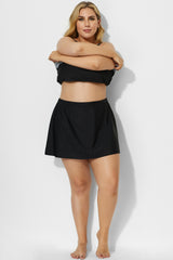 Black Lady Side Slit Skirt with Built-in Brief