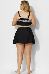 Black Lady Side Slit Skirt with Built-in Brief
