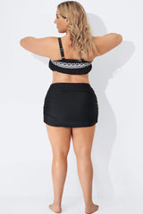 Black Beach Shirred Skirt with Built-in Brief