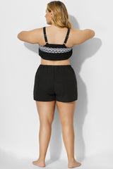 Black Solid Side Slits Women Cargo Short