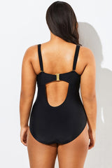 Lady Cut Out Mesh Underwire One Piece Swimsuit