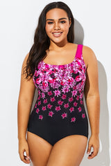Gradient Exploded Floral Sport One Piece Swimsuit