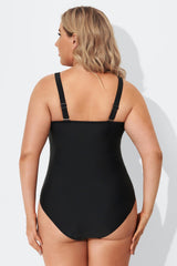 Black V-Neck Fringe Vintage One Piece Swimsuits