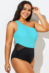Vintage Mesh One Shoulder One Piece Swimsuit