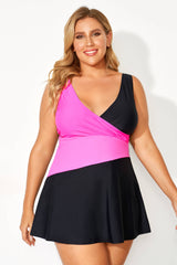 V-Neckline Criss-cross Style Women Swimdress