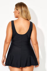 V-Neckline Criss-cross Style Women Swimdress