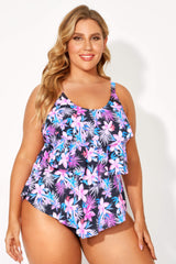 Tiered-Ruffle Floral Printed Tankini Top