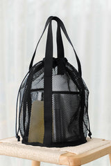 Transparent Mesh Drawstring Bundle Mouth Pocket Handbag