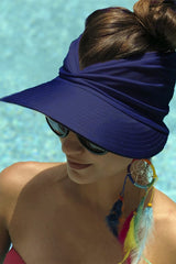 Navy Empty Top Pleated Beach Sun Hat