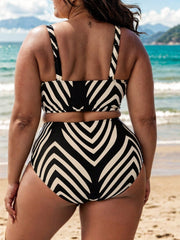 Black & Beige Zebra Stripes Elegant Swim Brief