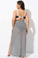 Stripe Nautical Chiffon Tie Maxi Beach Sarong