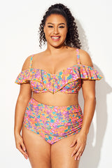 Golden Garden Ruffled Underwire Women Bikini Top