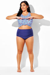 Royal Blue Elegant High Waist Swim Brief