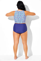 Royal Blue Elegant High Waist Swim Brief