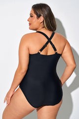 Black & Gold Printed One Piece Swimsuit