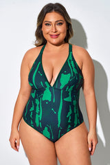 Green Tie Dye Strap One Piece Swimsuit
