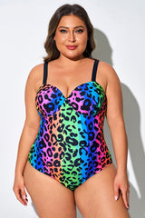 Colorful Animal Print Underwire One Piece Swimsuit