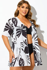 Loose Graphic Print Short Sleeve Cover Up